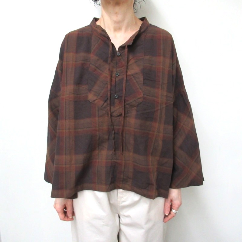 LAITERIE  オーガニックコットンローンチェックブザムプルオーバー /BR16 【日本製】